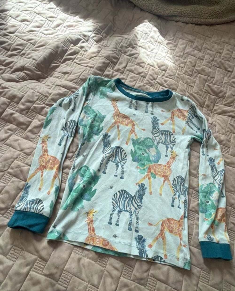 Burt's Bees Kids Long Sleeve Pajama Top Size 5T Animal Print